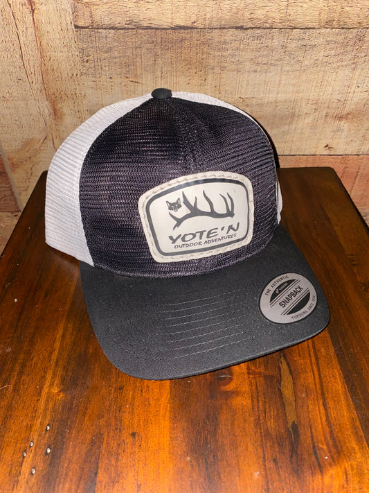 White Leather Patch Yote’n Mesh Snapback